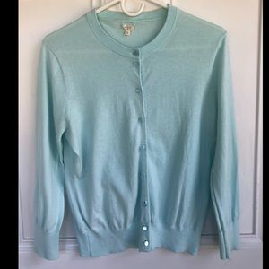 J. Crew 3/4 sleeve cardigan- robins egg blue